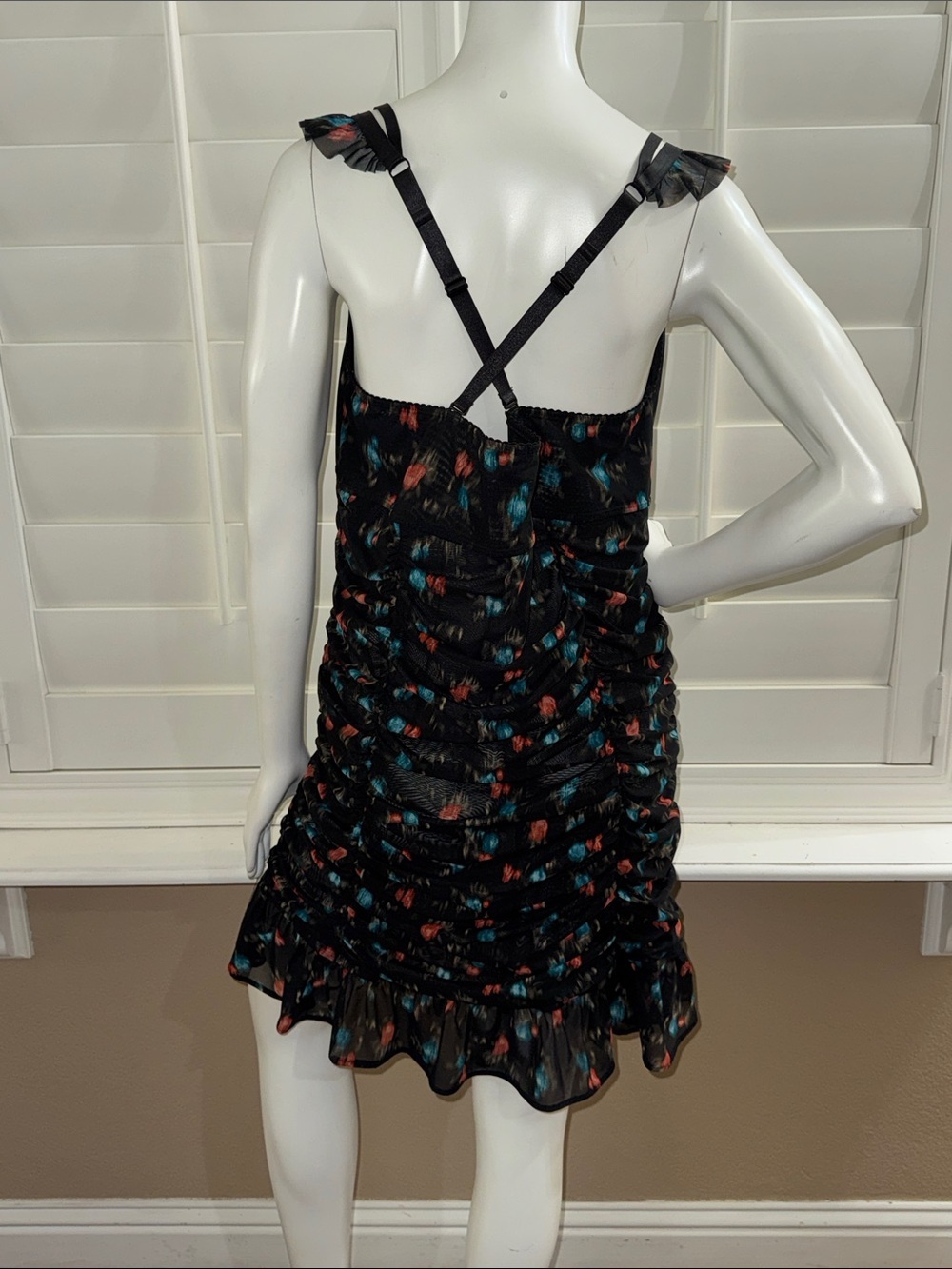 Torrid Ruched Mesh Ruffle Chemise Sweet Ikat - Picture 7 of 12